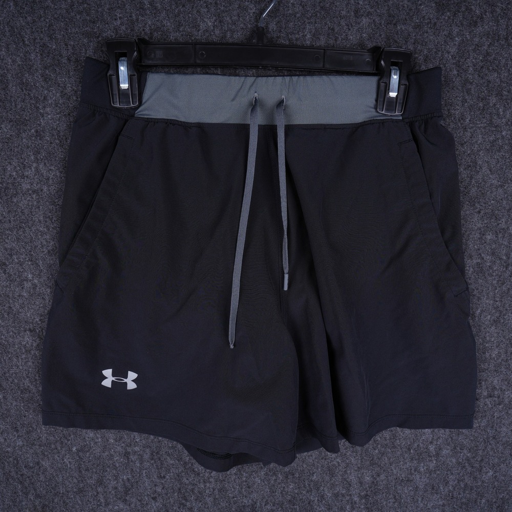Under Armour HeatGear Running Shorts Mens Medium Black Excellent Fitted Pockets